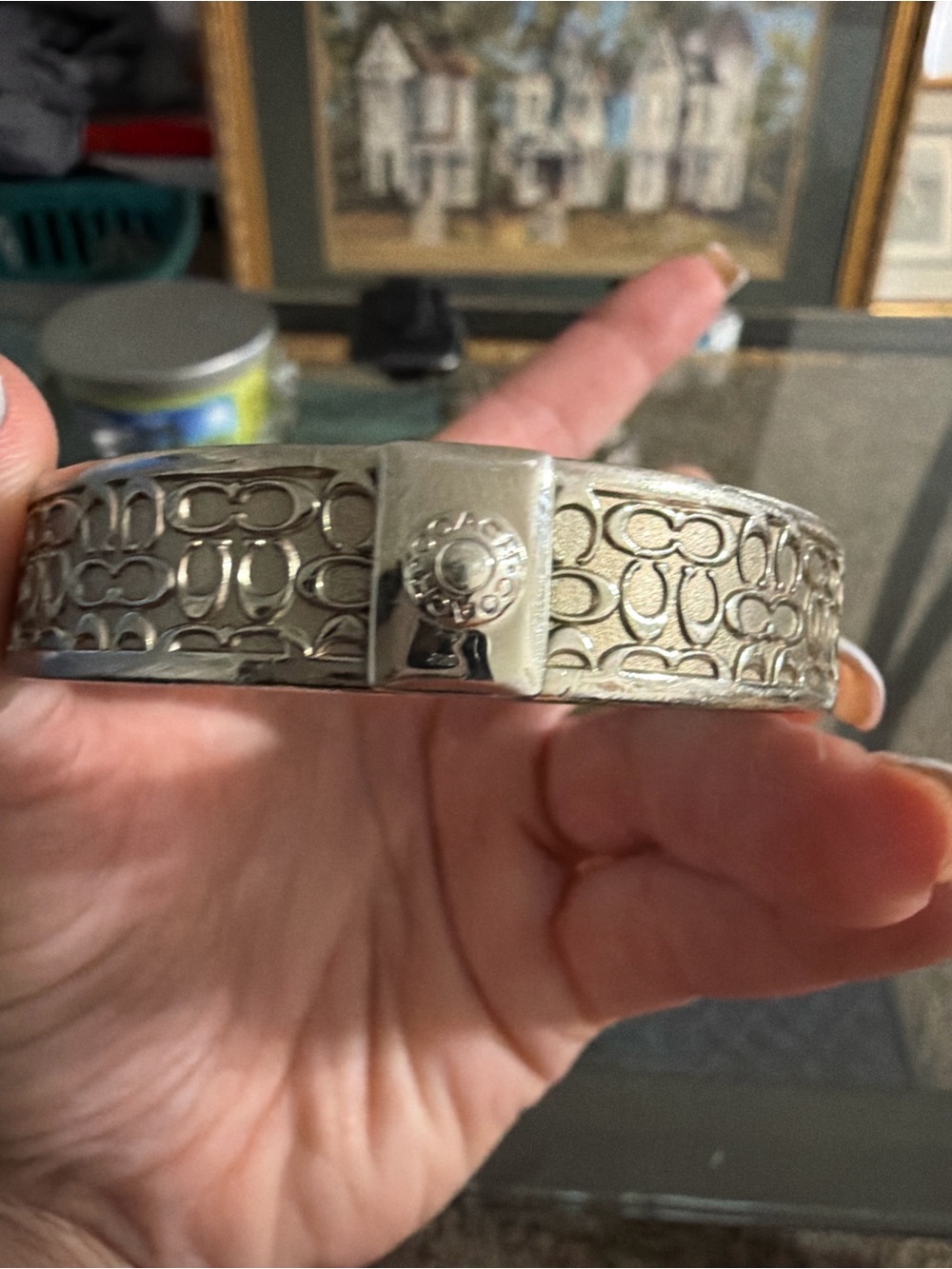 Coach Silver-Tone Men's Signature C Link Bracelet